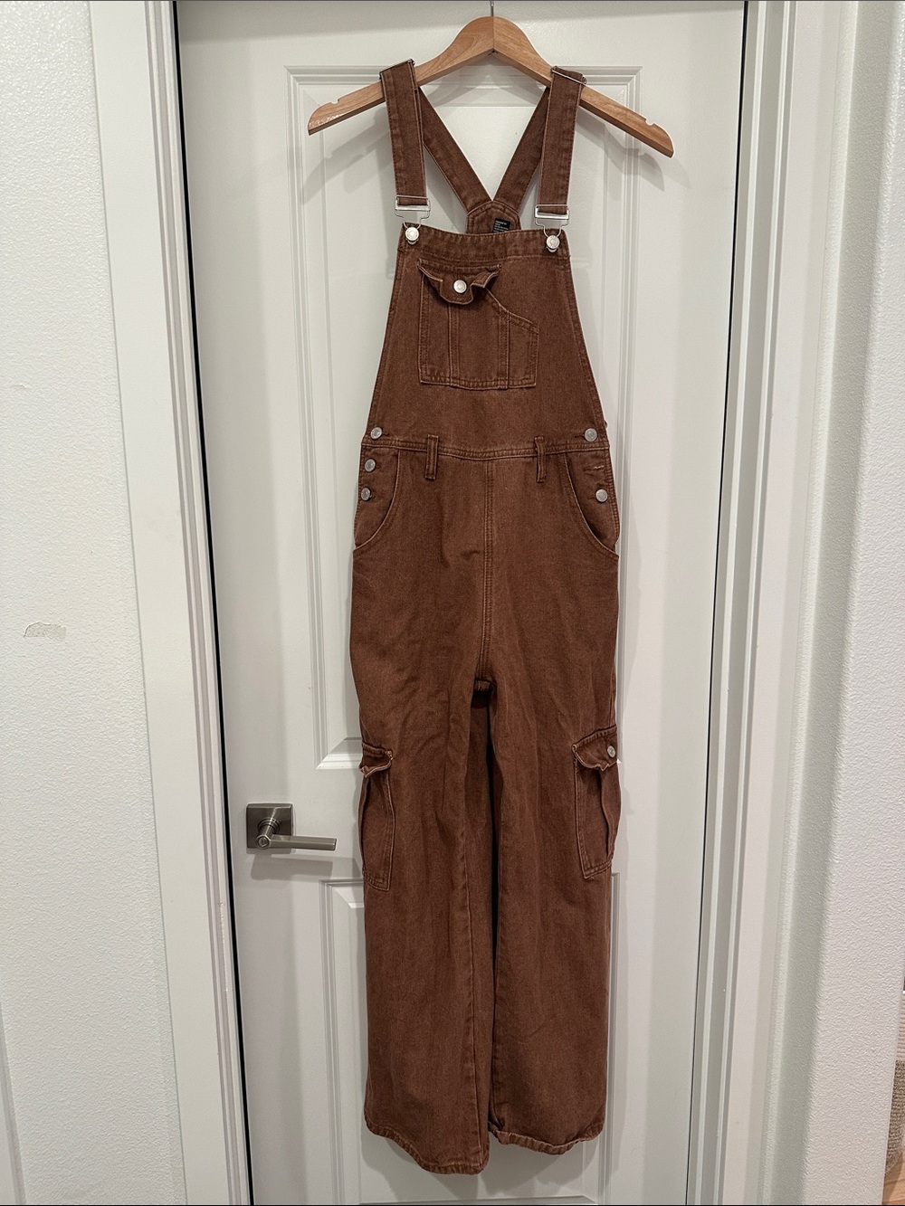 Forever 21 Brown Wide-Leg Cargo Overalls Jumpsuit